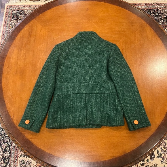 Smythe Les Vestes Double Breasted Tweed Funnel Neck Blazer 8 Virgin Wool Green - Picture 5 of 16